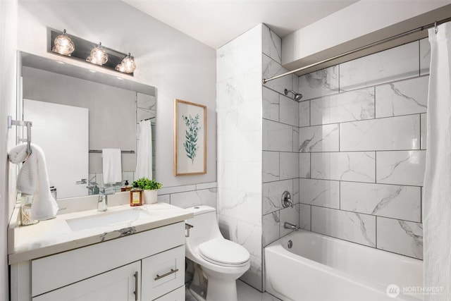 1422 Browns Point Blvd, Tacoma, WA 98422 - bathroom with vanity, shower / tub combo with curtain, and tile walls