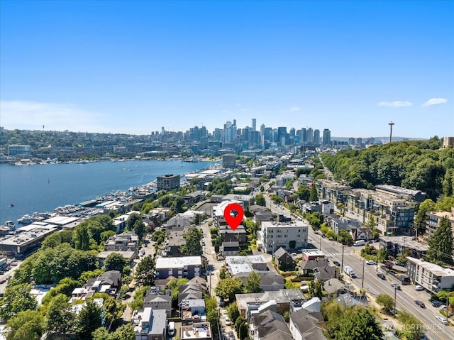 2035 Waverly Pl N, Seattle, WA 98109 - drone / aerial view of city skyline and a nearby body of water