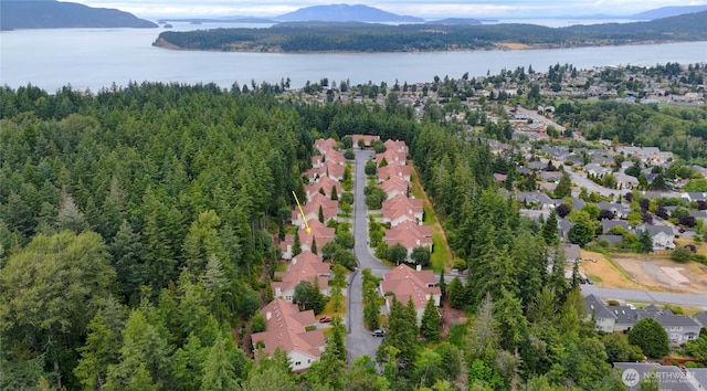 2218 Cascade Ct, Anacortes, WA 98221 - aerial view of property's location featuring a water and mountain view and a forest