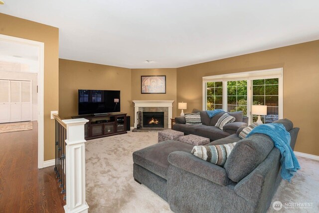 2444 220th Pl NE, Sammamish, WA 98074 - living area with wood finished floors and a tile fireplace