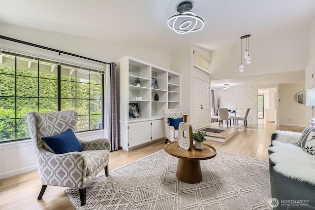 16142 SE 33rd Ln, Unit Bellevue, WA 98008 - living area with light wood finished floors and a towering ceiling