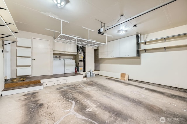 16142 SE 33rd Ln, Unit Bellevue, WA 98008 - garage with washing machine and dryer, a garage door opener, and water heater