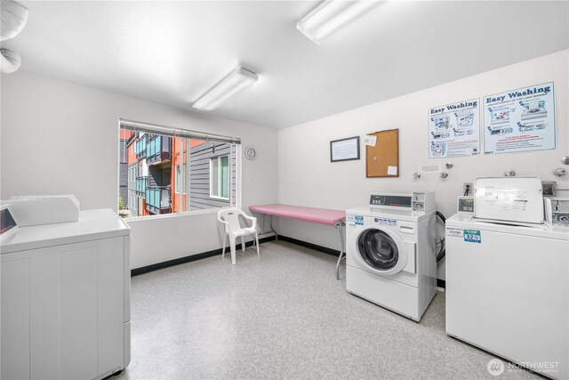 7021 Sand Point Way NE Unit B201, Seattle, WA 98115 - shared laundry room with washing machine and dryer and baseboards