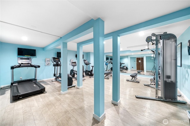 7021 Sand Point Way NE Unit B201, Seattle, WA 98115 - gym with wood finished floors and baseboards