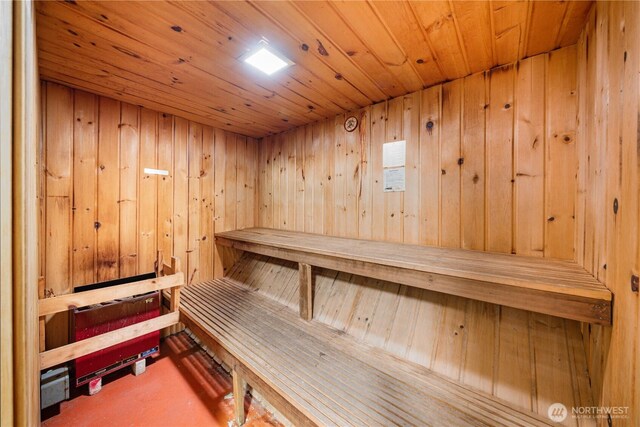 7021 Sand Point Way NE Unit B201, Seattle, WA 98115 - sauna with wood walls and wooden ceiling