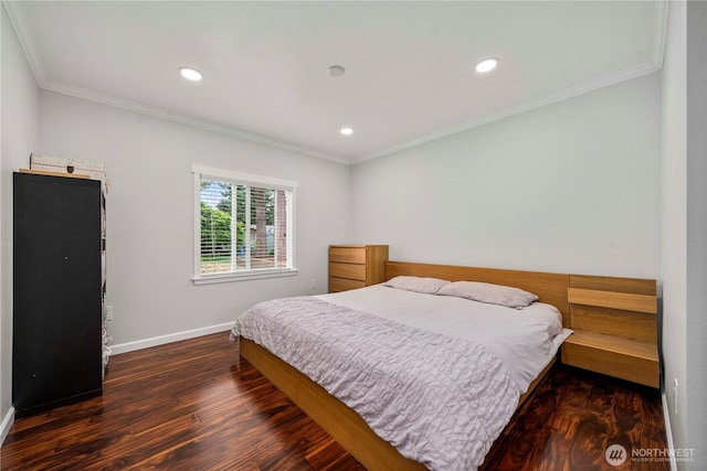 4248 A St SE Unit 423, Auburn, WA 98002 - bedroom with wood finished floors, ornamental molding, and recessed lighting