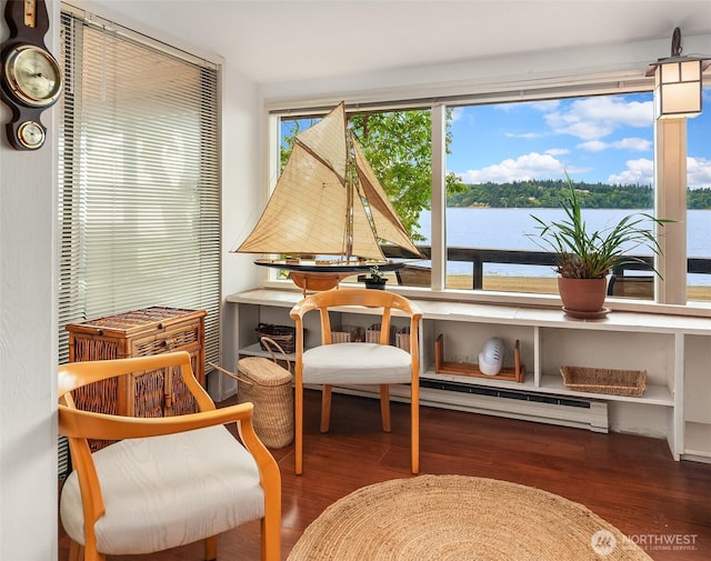 11212 SW 125th St, Vashon, WA 98070 - living area featuring wood finished floors and a water view