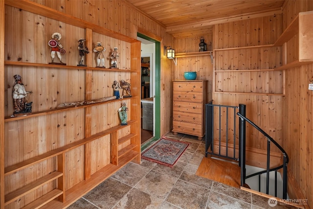 11212 SW 125th St, Vashon, WA 98070 - foyer featuring wooden ceiling and wood walls