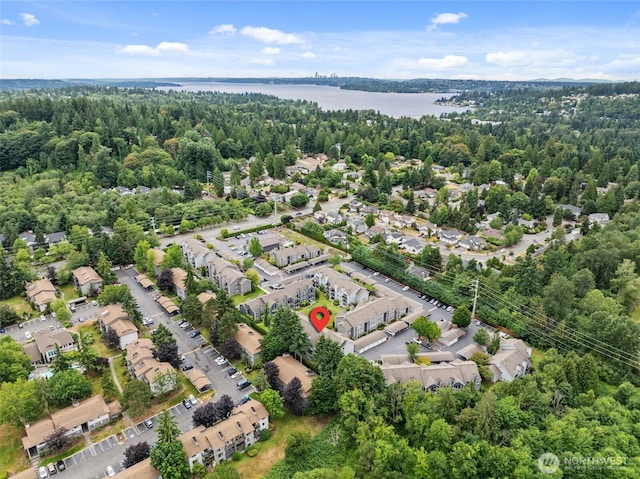 12618 109th Ct NE Unit H102, Kirkland, WA 98034 - aerial view of property and surrounding area with a large body of water and nearby suburban area