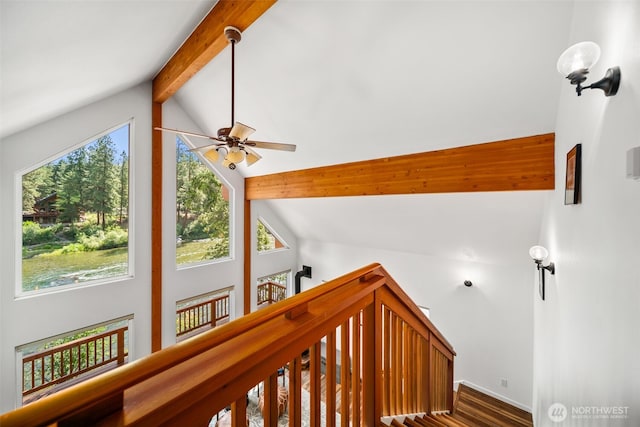 18725 River Rd, Leavenworth, WA 98826 - staircase with ceiling fan and wood finished floors