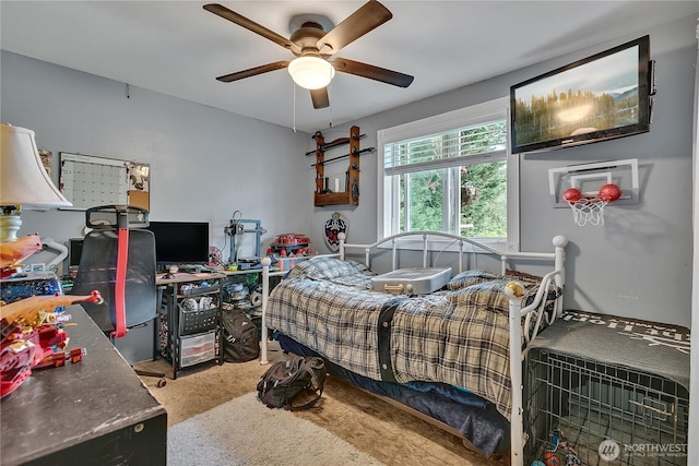 223 Nugget Rd, Gold Bar, WA 98251 - bedroom with a ceiling fan and carpet flooring