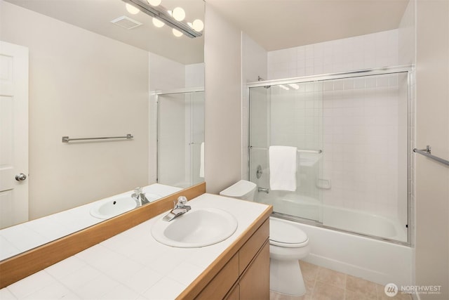 1732 Bellevue Way NE, Bellevue, WA 98004 - full bath featuring vanity, bath / shower combo with glass door, and tile patterned flooring