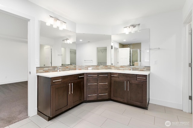 4214 223rd Pl SE, Bothell, WA 98021 - full bathroom with tasteful backsplash, a stall shower, and double vanity