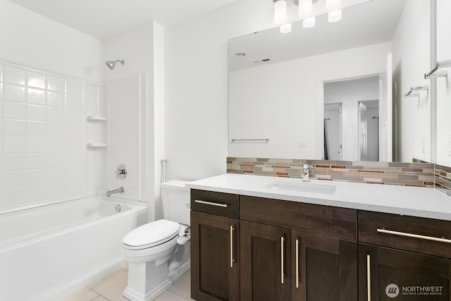 4214 223rd Pl SE, Bothell, WA 98021 - full bath with decorative backsplash, vanity,  shower combination, and tile patterned floors
