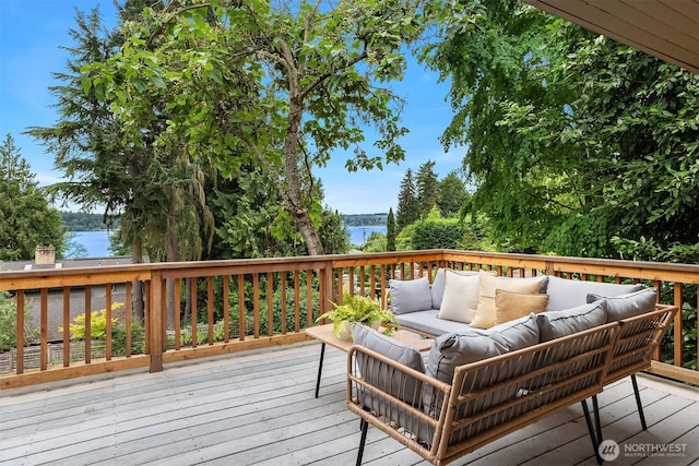 4148 Boulevard Pl, Mercer Island, WA 98040 - deck featuring an outdoor hangout area and a water view