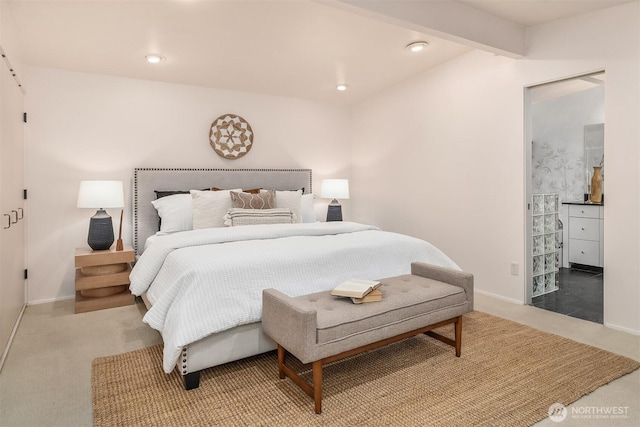 4148 Boulevard Pl, Mercer Island, WA 98040 - bedroom featuring light carpet, recessed lighting, and ensuite bathroom