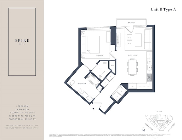 2510 6th Ave Unit 2809, Seattle, WA 98121 - view of room layout
