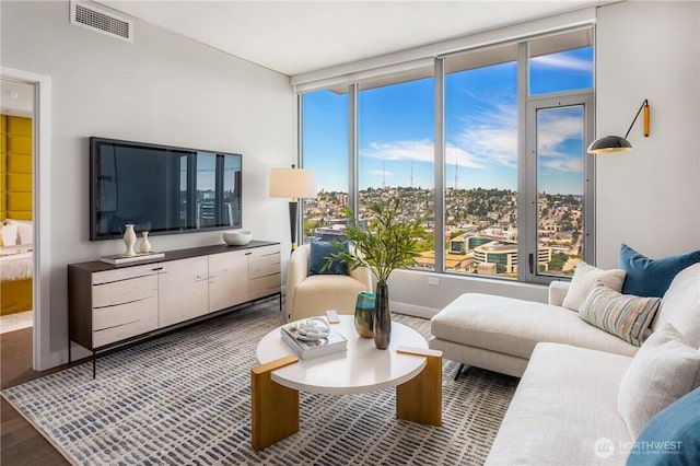 2510 6th Ave Unit 2809, Seattle, WA 98121 - living room with wood finished floors