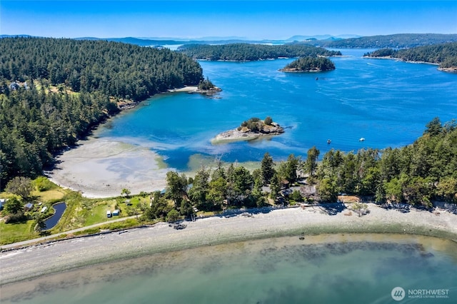 512 Broken Point Rd, Shaw Island, WA 98286 - aerial view of a nearby body of water and a heavily wooded area