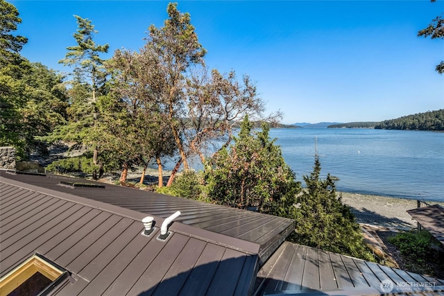 512 Broken Point Rd, Shaw Island, WA 98286 - wooden terrace featuring a water and mountain view