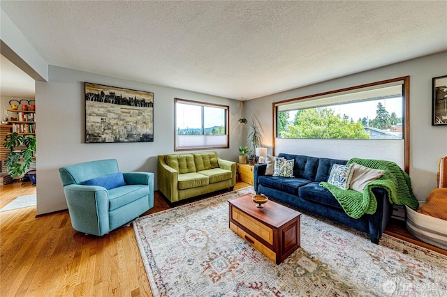 1121 W 12th St, Port Angeles, WA 98363 - living room featuring light wood-type flooring and a textured ceiling