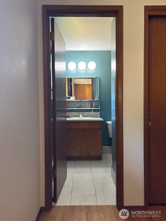 1121 W 12th St, Port Angeles, WA 98363 - hall with light tile patterned floors and a sink