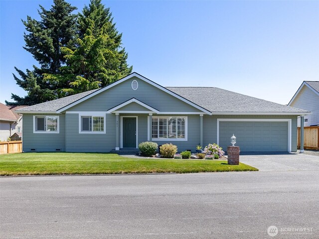 501 Summer Breeze Ln, Sequim, WA 98382 - ranch-style house featuring a garage, driveway, and a shingled roof