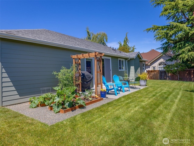 501 Summer Breeze Ln, Sequim, WA 98382 - rear view of house featuring a patio and a shingled roof