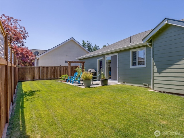 501 Summer Breeze Ln, Sequim, WA 98382 - fenced backyard with a patio area
