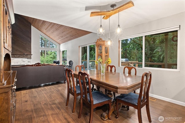 19833 95th Ave NE, Bothell, WA 98011 - dining area with plenty of natural light, wood finished floors, lofted ceiling, and wooden ceiling