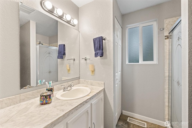 19833 95th Ave NE, Bothell, WA 98011 - full bath featuring a shower stall, vanity, and a textured wall