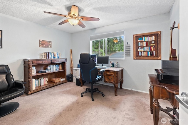 19833 95th Ave NE, Bothell, WA 98011 - home office featuring carpet floors, a ceiling fan, and a textured ceiling