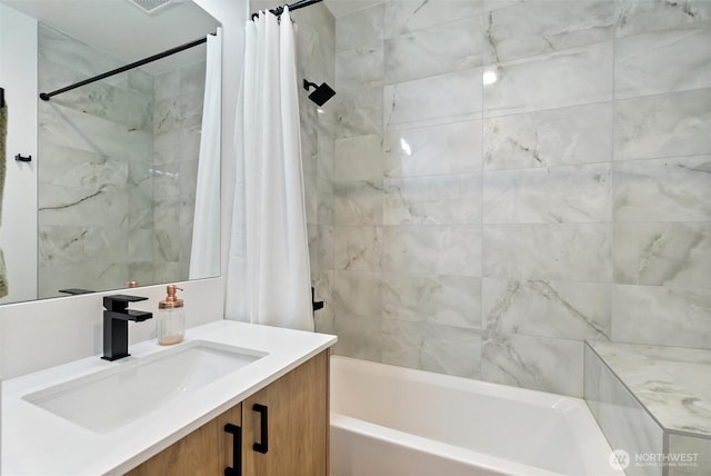 8455 Delridge Way SW, Seattle, WA 98106 - full bath with vanity and shower / bath combination with curtain