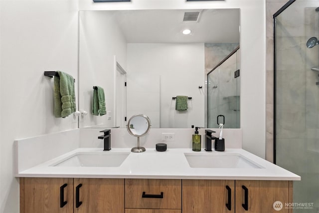 8455 Delridge Way SW, Seattle, WA 98106 - full bath featuring double vanity and a stall shower