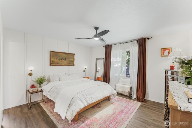 15922 Lindsay Rd SE, Yelm, WA 98597 - bedroom with wood finished floors and a ceiling fan