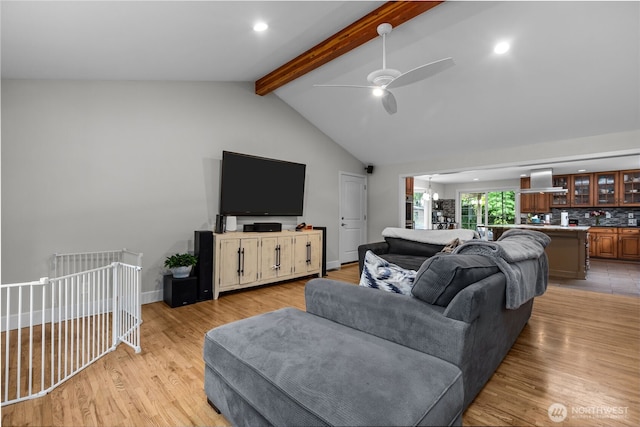 4709 144th St E, Tacoma, WA 98446 - living area with ceiling fan, light wood finished floors, and recessed lighting