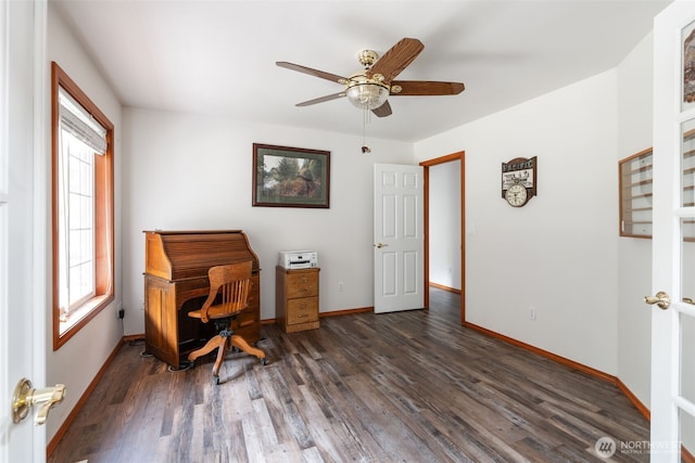 3517 Frogs Leap Ln NE, Olympia, WA 98506 - office area featuring ceiling fan and wood finished floors