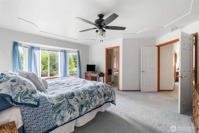 3517 Frogs Leap Ln NE, Olympia, WA 98506 - bedroom featuring carpet floors, a ceiling fan, and ensuite bathroom