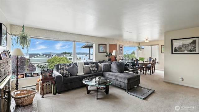 1001 1st Ave N, Seattle, WA 98109 - living area with carpet floors and a baseboard heating unit