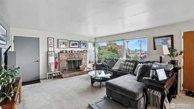 1001 1st Ave N, Seattle, WA 98109 - carpeted living area featuring a stone fireplace