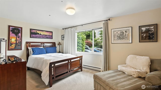 1001 1st Ave N, Seattle, WA 98109 - bedroom with a baseboard radiator and light colored carpet