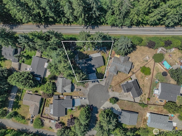 17701 Vine Ln SE, Yelm, WA 98597 - aerial view of residential area featuring property parcel outlined