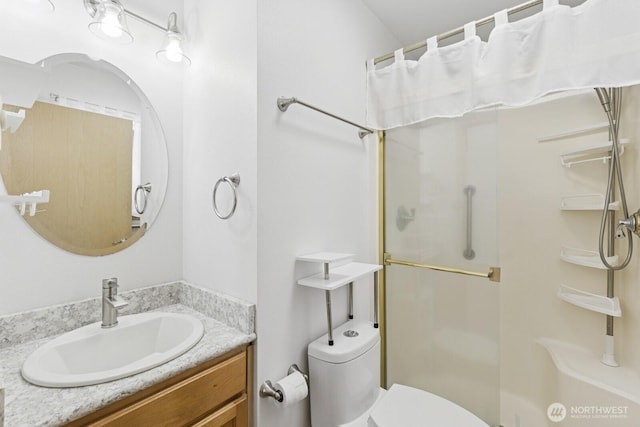 17701 Vine Ln SE, Yelm, WA 98597 - full bath featuring a stall shower and vanity