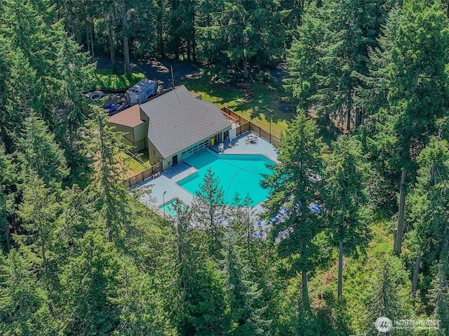 17701 Vine Ln SE, Yelm, WA 98597 - view from above of property featuring a pool and a forest