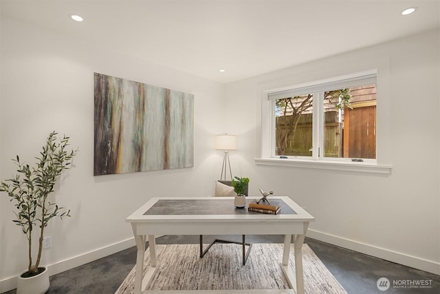 5526 34th Ave NE, Seattle, WA 98105 - home office featuring finished concrete floors and recessed lighting