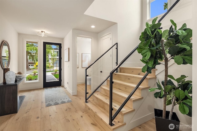 819 18th Ave W, Kirkland, WA 98033 - foyer featuring stairs, recessed lighting, and light wood-type flooring