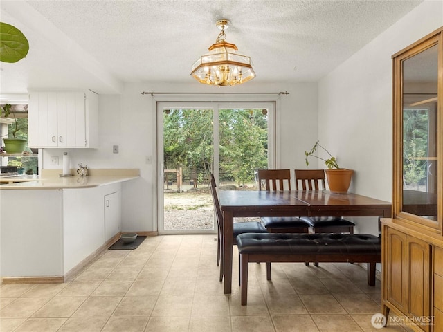 6908 254th St E, Graham, WA 98338 - dining space with a textured ceiling and a chandelier