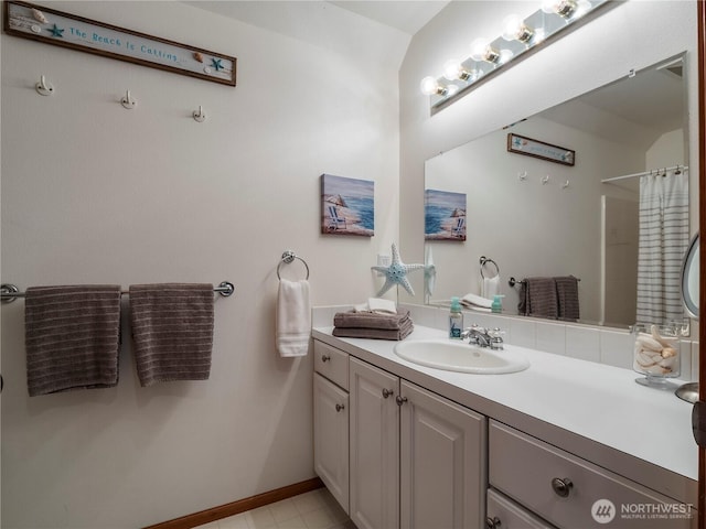 10723 105th Street Ct, Anderson Island, WA 98303 - full bath with vanity and a shower with shower curtain