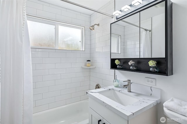 4130 Palatine Ave N, Seattle, WA 98103 - bathroom with shower / bath combination with curtain and vanity