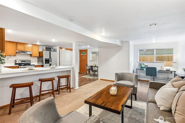 4130 Palatine Ave N, Seattle, WA 98103 - living room with recessed lighting and light carpet